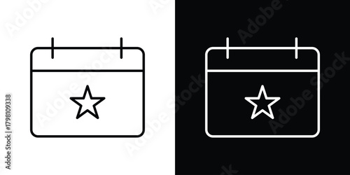 Calendar with event icons vector.Editable stroke.linear style sign