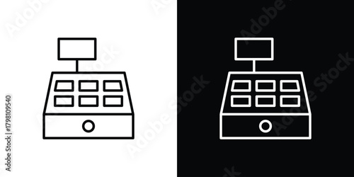 Cash register icons vector.Editable stroke.linear style sign