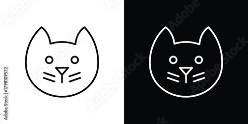 Cat icons vector.Editable stroke.linear style sign