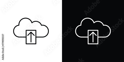 Cloud upload icons vector.Editable stroke.linear style sign