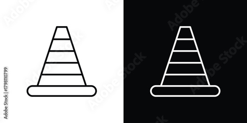 Construction cone icons vector.Editable stroke.linear style sign