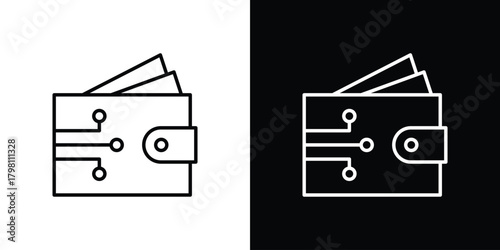 Cryptocurrency wallet icons vector.Editable stroke.linear style sign