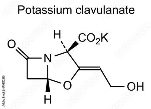Potassium clavulanate, chemical structure of potassium clavulanate, drug substance