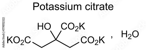 Potassium citrate, chemical structure of potassium citrate, drug substance
