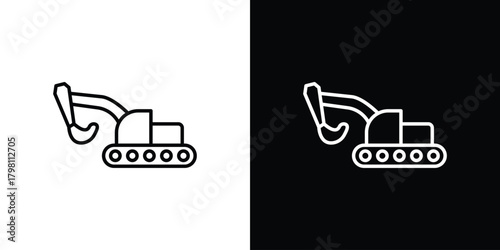 Excavator icons vector.Editable stroke.linear style sign