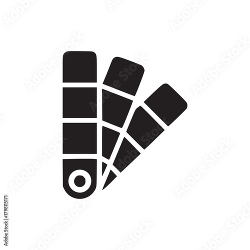 A black and white graphic of a color swatch fan on a plain white background in simple vector style