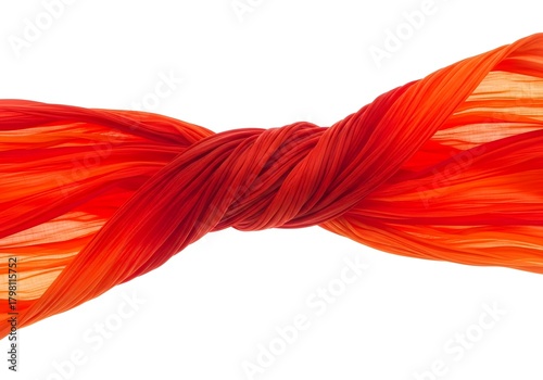 A dynamic, fiery orange and red taffeta ribbon for cancer fighters, blowing in a strong wind against a dramatic, stormy sky. Symbolizes relentless energy and hope in a cinematic style.