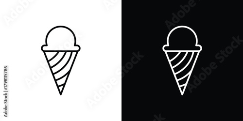 Ice cream cone icons vector.Editable stroke.linear style sign