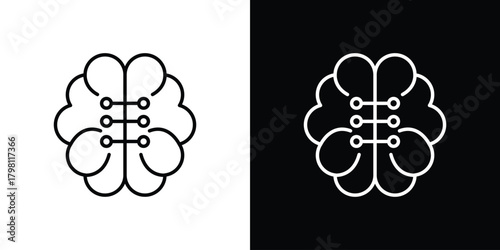 Machine learning icons vector.Editable stroke.linear style sign