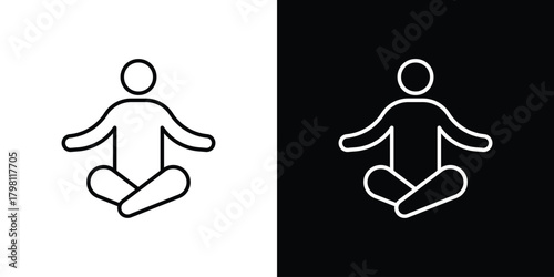 Meditation icons vector.Editable stroke.linear style sign