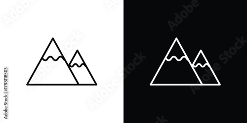 Mountain icons vector.Editable stroke.linear style sign