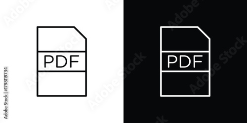 PDF file icons vector.Editable stroke.linear style sign