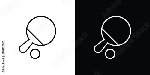 Ping pong icons vector.Editable stroke.linear style sign