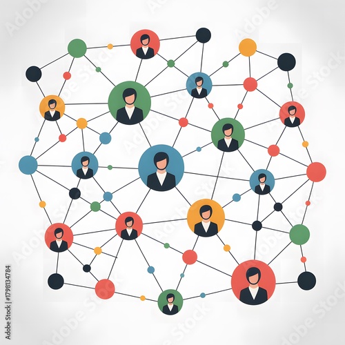 Connected Social Network Diagram Illustrating Interlinked User Profiles, Communication Pathways, Digital Community Mapping, and Relationship Connections
