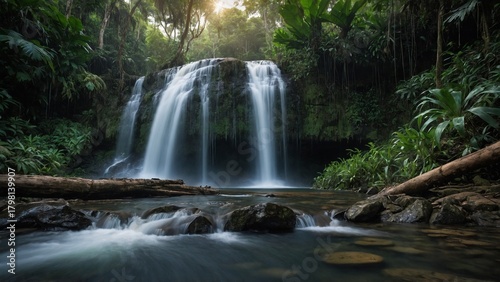 Waterfall in a tropical jungle