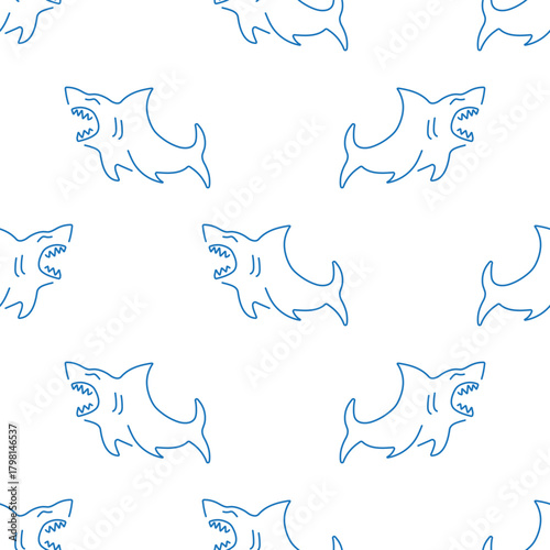 shark seamless pattern isolated on transparent background.