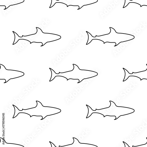 shark seamless pattern isolated on transparent background.