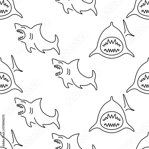 shark seamless pattern isolated on transparent background.