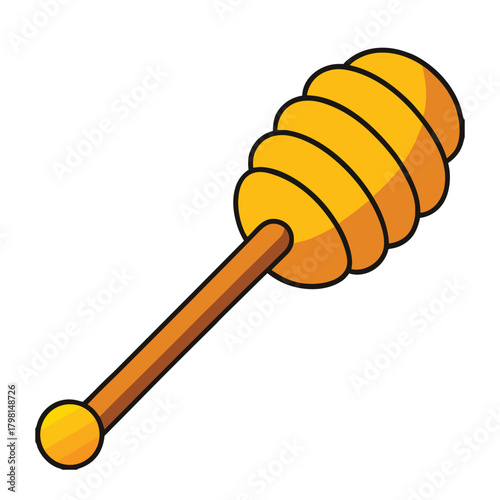 Illustration of a honey dipper this simple drawing features a wooden honey dipper with a round handle and a grooved head for collecting honey