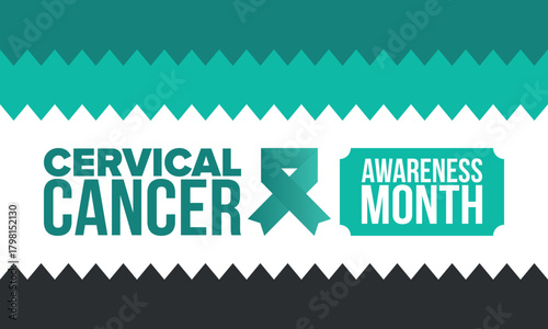Cervical Cancer Awareness Month. Celebrate annual in January. Woman healthcare. Girl solidarity. Cancer prevention. Female disease. Medical healthcare concept. Poster, banner and background. Vector