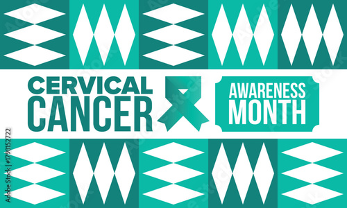 Cervical Cancer Awareness Month. Celebrate annual in January. Woman healthcare. Girl solidarity. Cancer prevention. Female disease. Medical healthcare concept. Poster, banner and background. Vector