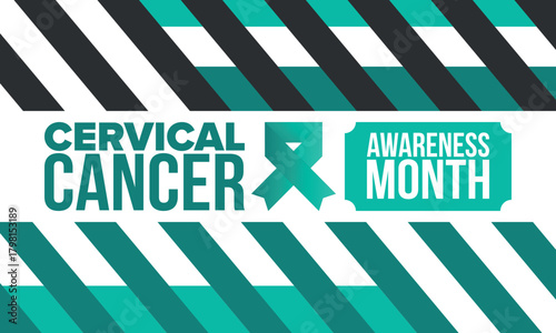 Cervical Cancer Awareness Month. Celebrate annual in January. Woman healthcare. Girl solidarity. Cancer prevention. Female disease. Medical healthcare concept. Poster, banner and background. Vector