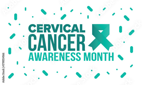 Cervical Cancer Awareness Month. Celebrate annual in January. Woman healthcare. Girl solidarity. Cancer prevention. Female disease. Medical healthcare concept. Poster, banner and background. Vector