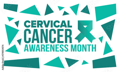 Cervical Cancer Awareness Month. Celebrate annual in January. Woman healthcare. Girl solidarity. Cancer prevention. Female disease. Medical healthcare concept. Poster, banner and background. Vector