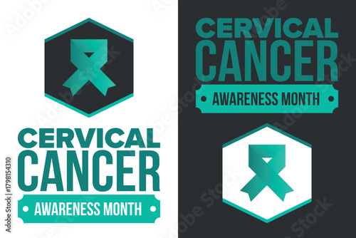 Cervical Cancer Awareness Month. Celebrate annual in January. Woman healthcare. Girl solidarity. Cancer prevention. Female disease. Medical healthcare concept. Poster, banner and background. Vector