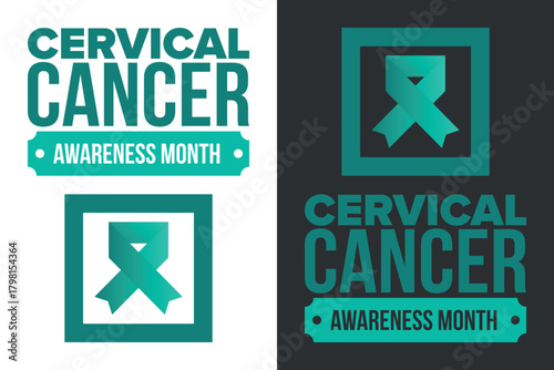 Cervical Cancer Awareness Month. Celebrate annual in January. Woman healthcare. Girl solidarity. Cancer prevention. Female disease. Medical healthcare concept. Poster, banner and background. Vector
