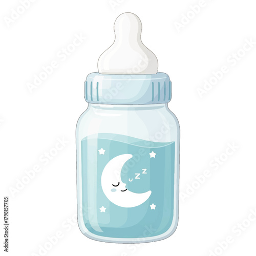A Cute Moonlit Baby Bottle with Stars Design for Nighttime Feeding.