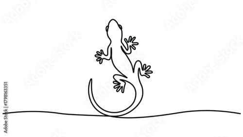 Single line gecko outline illustration Continuous One Line Drawing of gecko