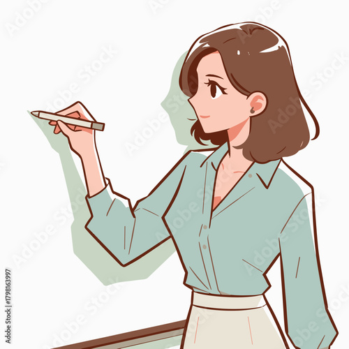 Young Female teacher writing 