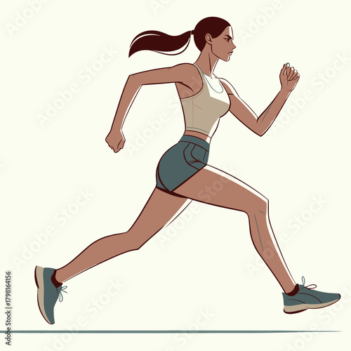 Female athlete running on outdoor track
