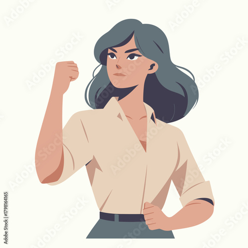 Woman raising fist in empowering pose