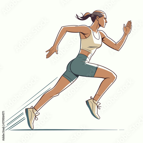 Female athlete running on outdoor track
