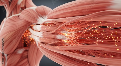 Human Muscular System Structure Anatomy with Nerve Cells Illustration