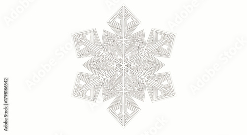 Delicate white paper snowflake ornament with intricate radial pattern and icy symmetry for winter decor.