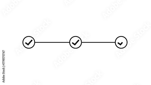 3 step infographic process with check mark. infographic step by step process sign animation on white background, step process success with check marks. Step-by-Step Guide: Business Steps.