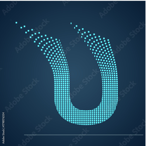 U Letter Pixel Logo – Digital Dotted Tech Typography Icon