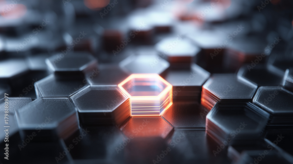 Fototapeta premium Futuristic Shield Hologram with Hexagonal Network - Cybersecurity Digital Protection Concept