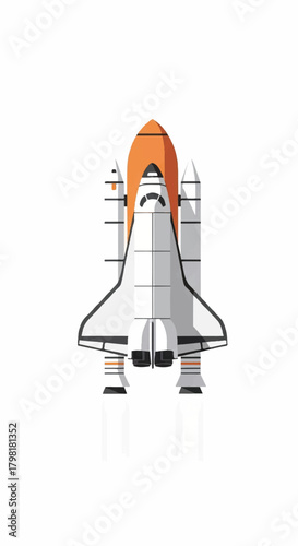 Vertical rocket launch on a launch pad with support towers and flame thrust against a clear sky.