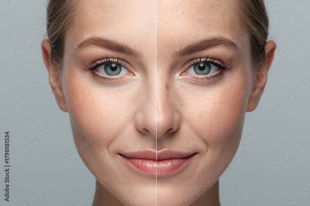 Fototapeta premium A young and an old woman's face compared.
