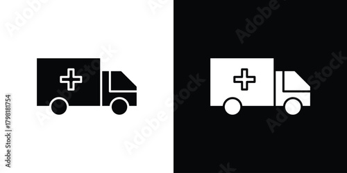 Ambulance icons. Simple solid style. Glyph vector illustration isolated