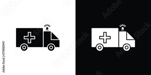 Ambulance icons. Simple solid style. Glyph vector illustration isolated