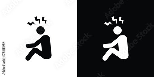 Anxiety or stress icons. Simple solid style. Glyph vector illustration isolated