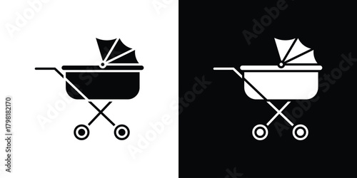 Baby carriage icons. Simple solid style. Glyph vector illustration isolated