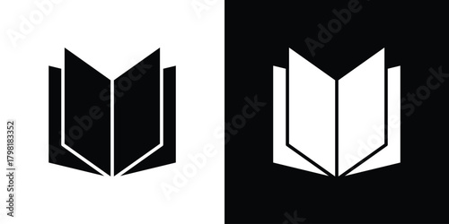 Book icons. Simple solid style. Glyph vector illustration isolated