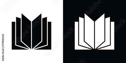 Book open icons. Simple solid style. Glyph vector illustration isolated