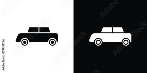 Car side view icons. Simple solid style. Glyph vector illustration isolated